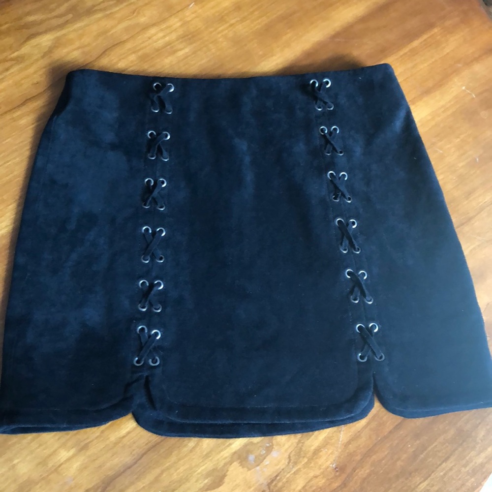 Black suede mini skirt